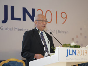 Ir. Tubagus Achmad Choesni, Chairperson of Dewan Jaminan Sosial Nasional, gives a keynote address at the 2019 JLN Global Meeting.