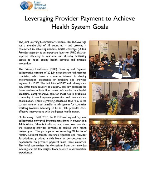 Leveraging Provider Payment to Achieve Health System Goals